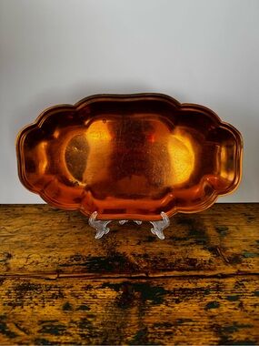 Vintage Copper Tone Decorative Metal Tray